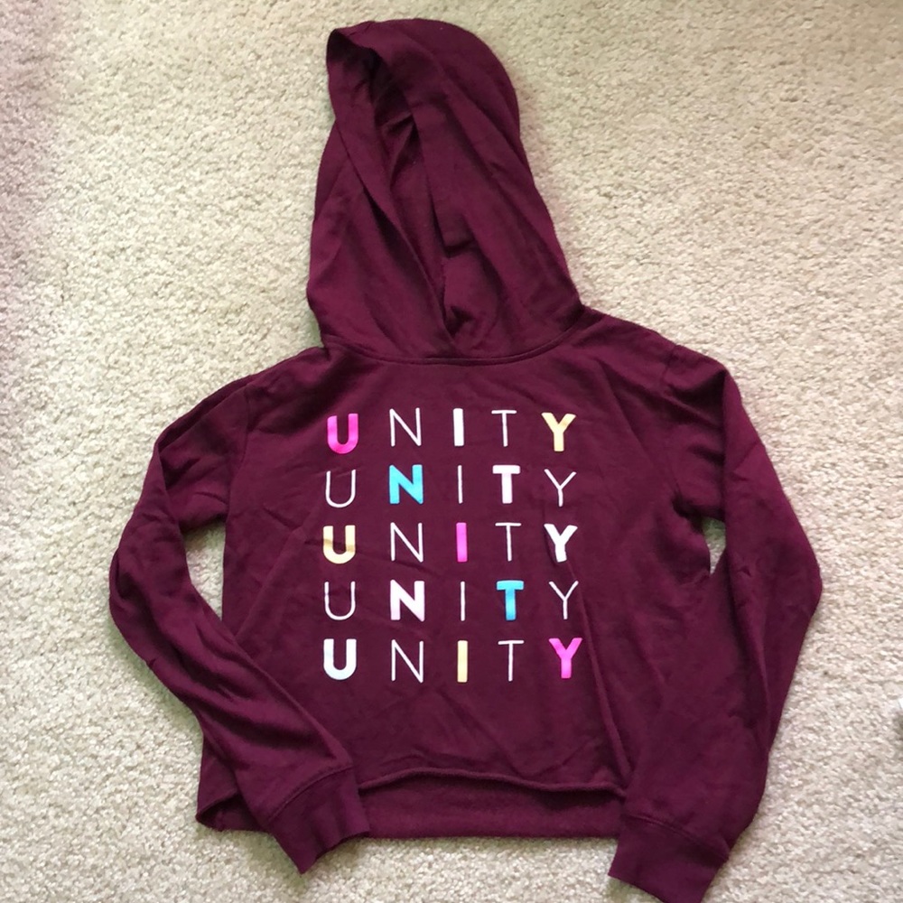 NWOT Justice cropped Unity hooded sweatshirt - size 12